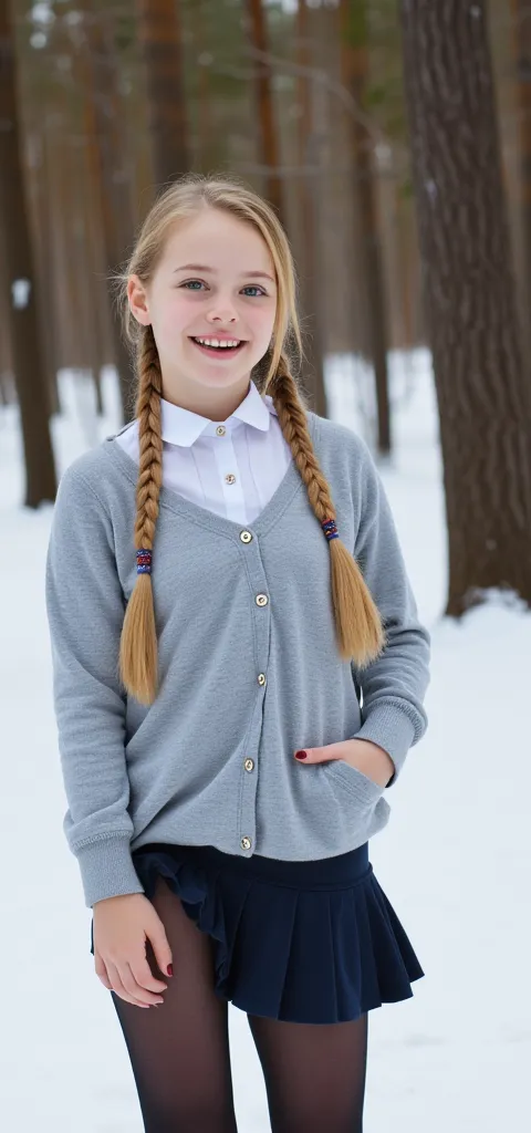  for a very young girl , god, posing in a   , subtle body,  Slovian look  , ,  small chest  ,    small ass , ,   long blond hair  , braided into a ponytail, in high school,   in a short school sweater with a white collar, in a miniskirt,  face,   big and h...