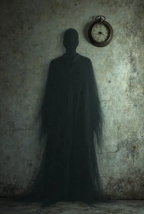 A dark shadow and a wall clock