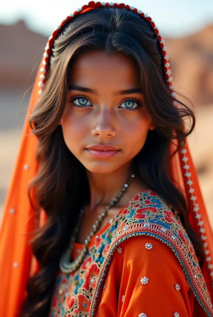 Rajasthani girl with blue eyes