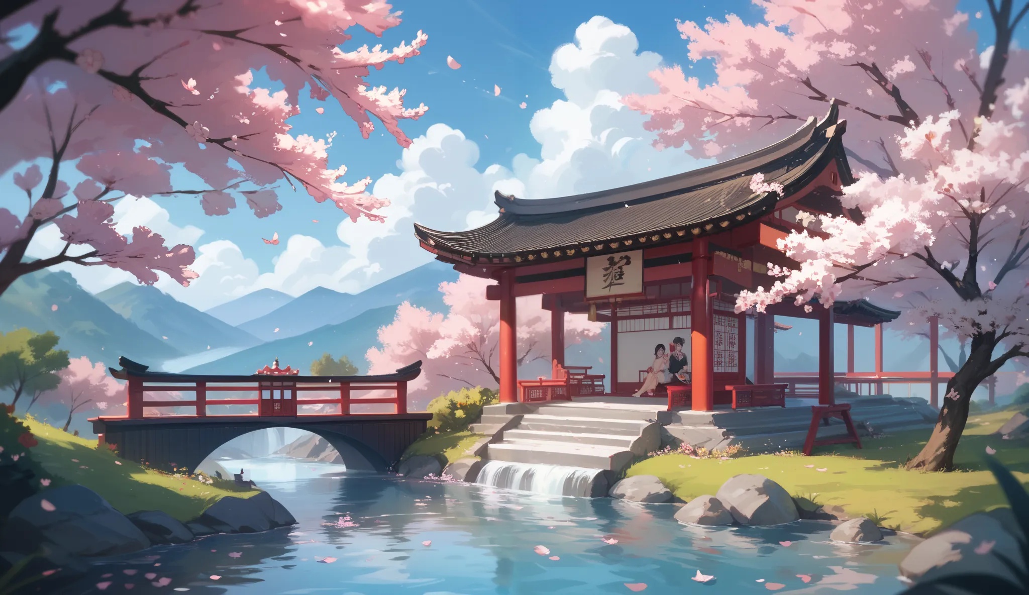 Spring scenery with cherry blossoms