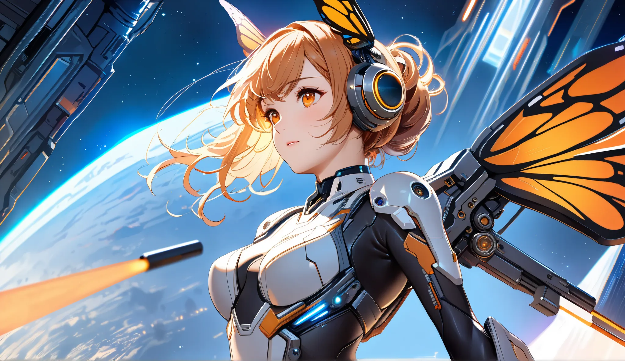 ((Top Quality)),( super high resolution ),(very well detailed),( detailed description),(( best CG )),(masterpiece), Ultra Detailed Art ,AMAZING PAINTING ART,(Sci-fi art with delicate details:1.5), woman:1.5, beautiful well-groomed face, tight mechanical bo...