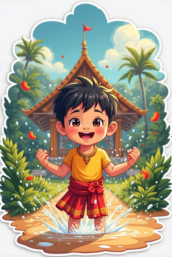 burmese water festival boy front home sticker design

