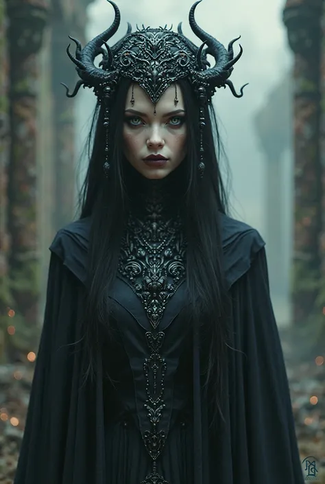 The beautiful and creepy ancient Scandinavian goddess of death, high detail, photorealism, Dark tones