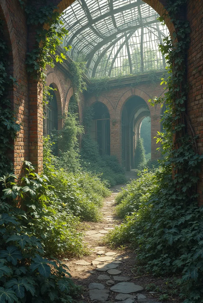 abandon old botany garden with shatter glass near the collegedrawing 