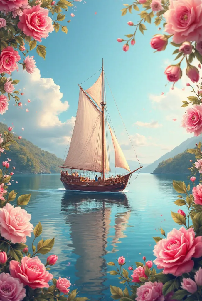 Ship and flowers for 8 march