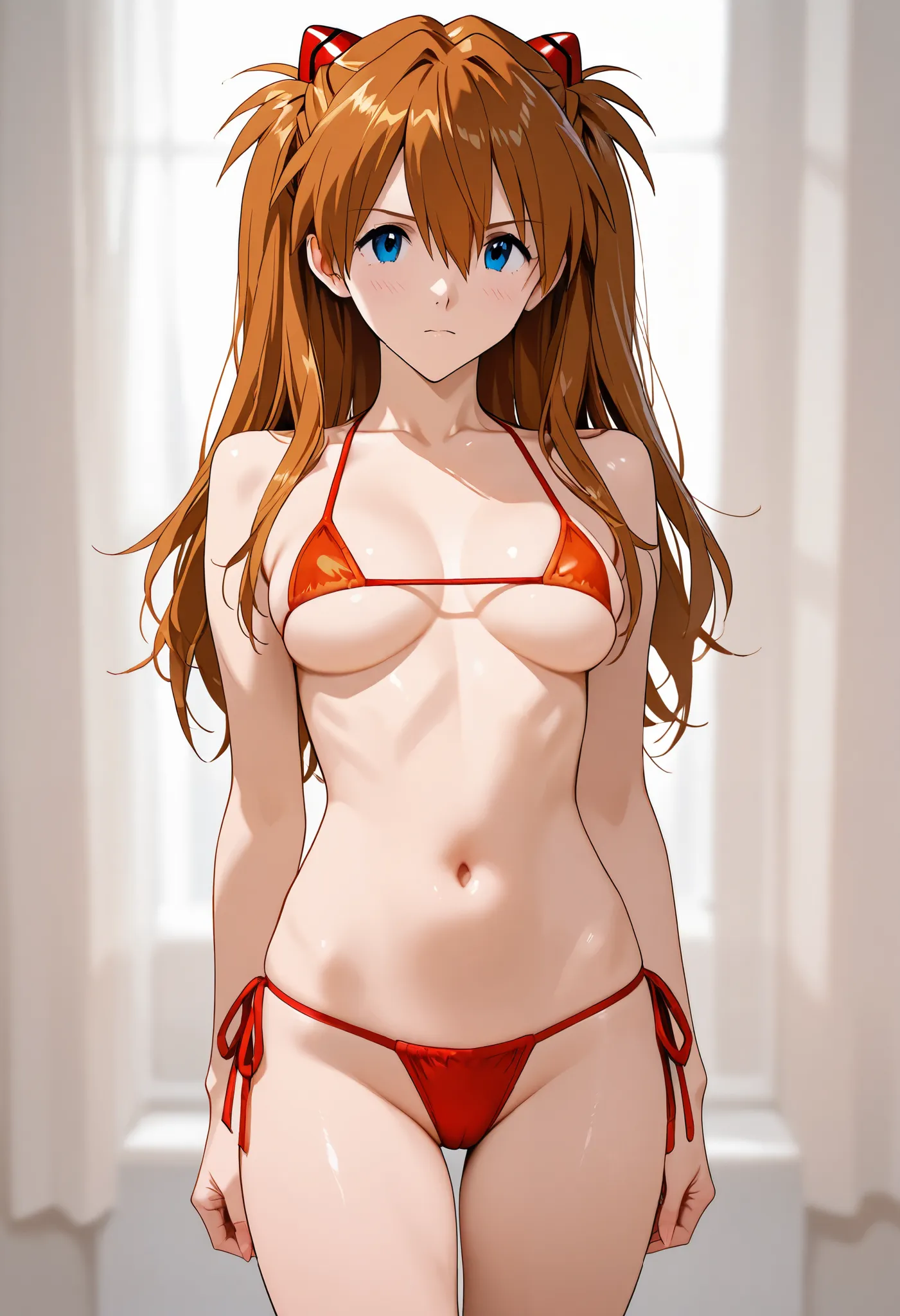 Asuka Langley Souryuu from Evangelion in a Micro bikini