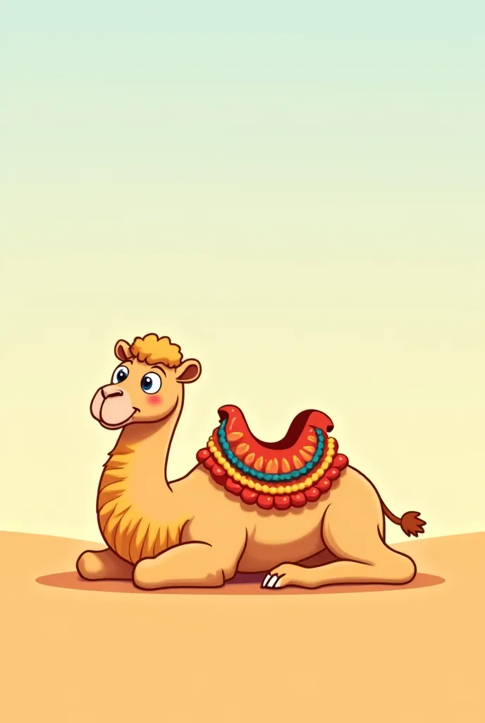 Make the cartoon camel lying down 