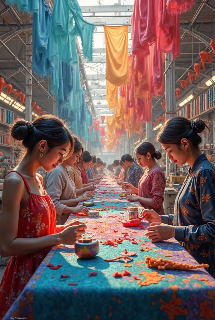 Create me an image of the textile industry and fashion 