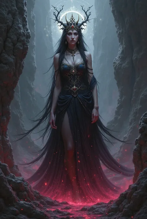 Goddess Persephone in the Underworld in Dark Mode 