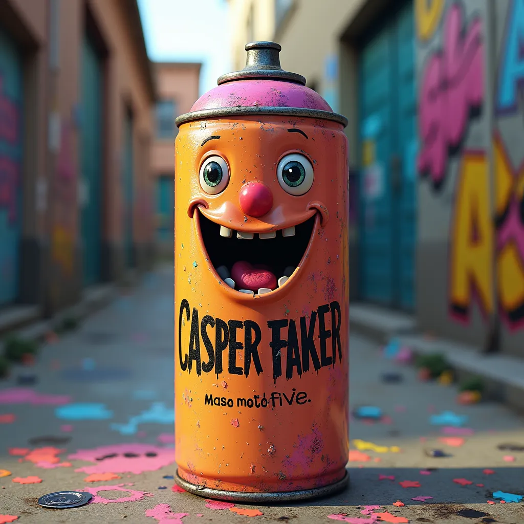 The label says casperfaker on the air can of paint