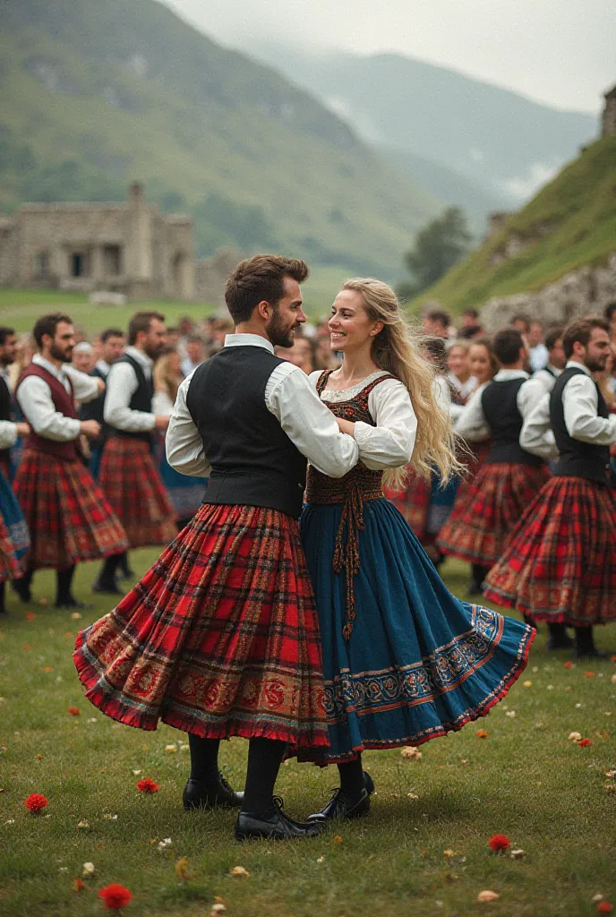 Scandinavians in Scottish skirts dance kastarvat 