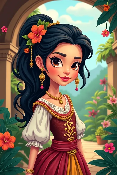 Medieval filipina woman cartooned