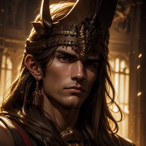 Handsome male barbarian, portrait, face focused 