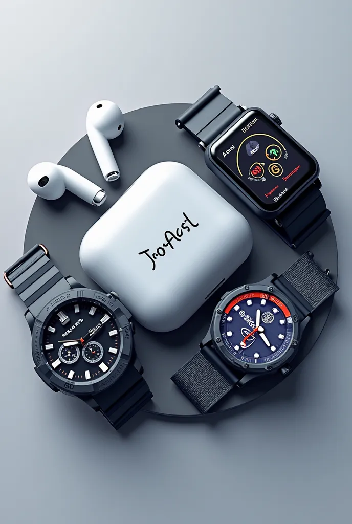 Creame un logo que ponga proveedex y que tenga un airpod,un reloj g-shock, un appel wach