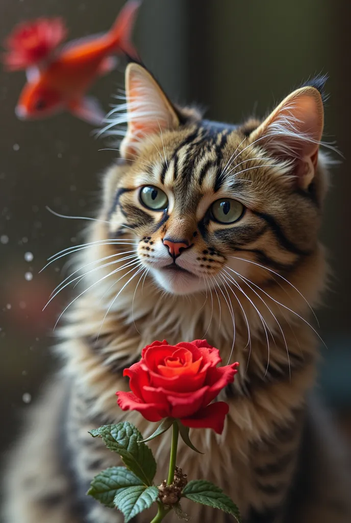 
glitter Sometimes tu cat is adorable
But she is wary of taking any fish she wants. A cat has just stolen a fish in the kitchen with her. Indonesian woman wearing a diamond ring,watch, red lip sparkling earrings, lashes lensed,red rose flower in hand, a se...