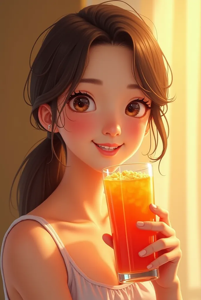 Girl with a glass of juice 