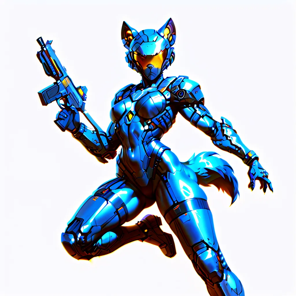 Antro Furry hyena male Cyber suit, cyber weapon machine gun, Brown cyber suit, solo,  Masterpiece , realistic anatomy, high detail, Black Cyberfighting Suit, gun - cyber assault rifle, background - base, around laser bullets, Dynamic pose - running, seriou...