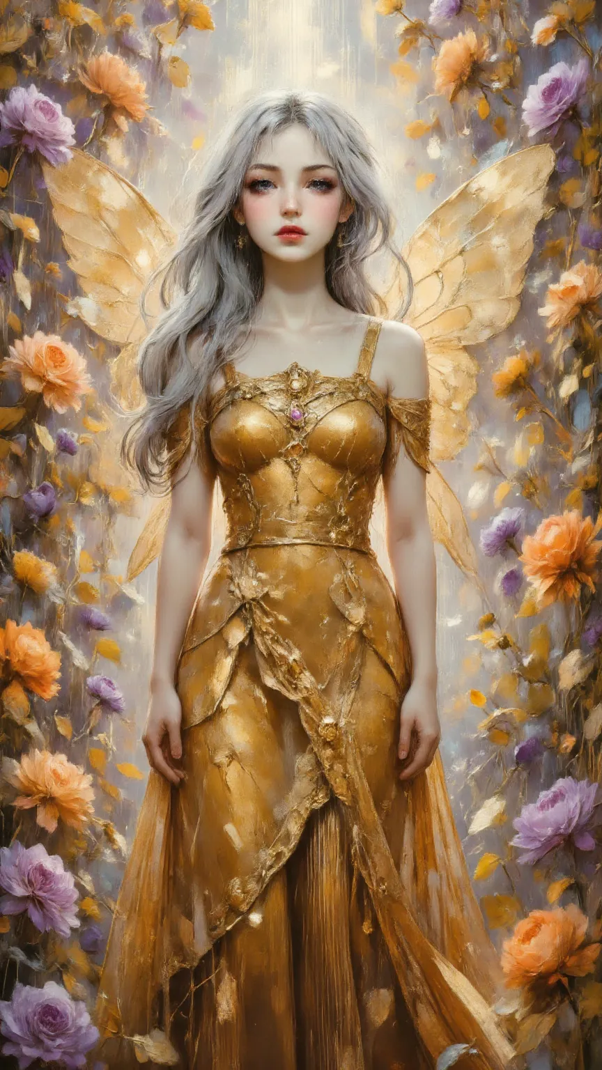 high quality,4K,8k,ultra-high definition, masterpiece,Extreme Detail,realistic,Photo Level,HDR,UHD,major燈光,Super Fine Painting, Sharp focus ,Physics-Based Rendering,Extreme Detail描述,major,Vivid Color,A charming fairy stands in the center of a startled flow...