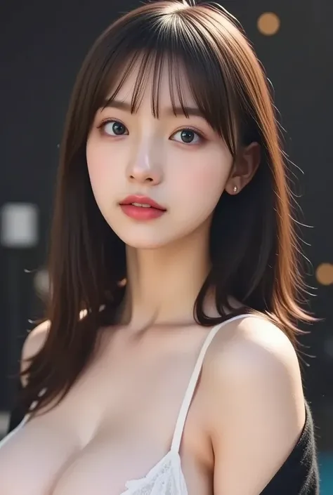 high quality,high image quality,realistic,live-action,anatomically accurate in the back,front, photos撮影,beauties,Japanese woman,with confident eyes,big eyes,Cat Eyes,long hair,kind smile,small breasts,necklaces,earrings,off shoulder knit,Masterpiece with n...