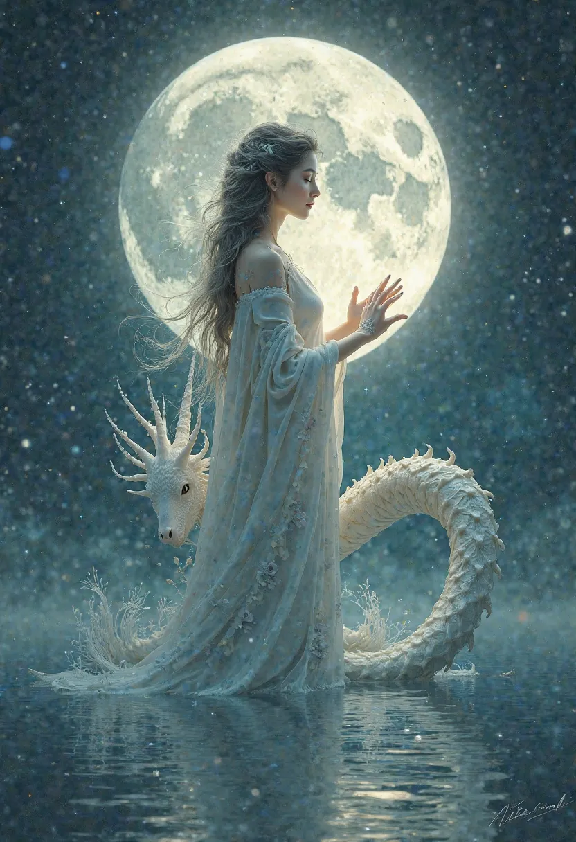 Moon Reading　 dragon　moon　Sea Goddess 　nature　Healing　 soft　 smooth　delicate　 black eyes　 kind　truth　like　universe　yin and yang　Integration　can like it　ball　Light　（kcs358 tsukuyomi healing）　Six layers 