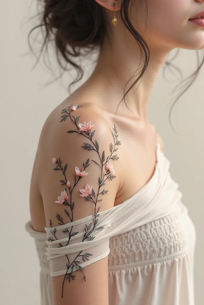 Tattoo shoulder bracelet that doesn't go all the way around flowers small 