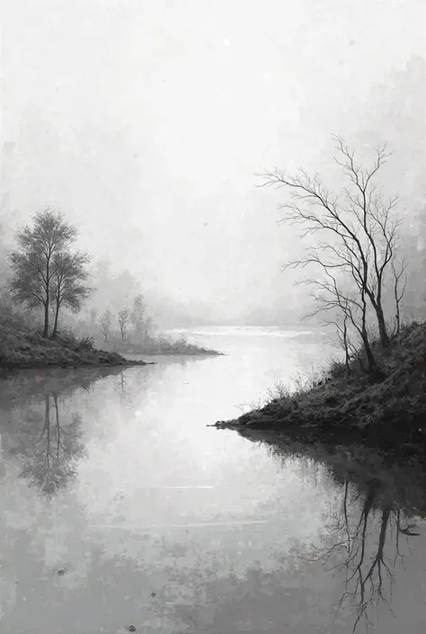 Black and white water level painting