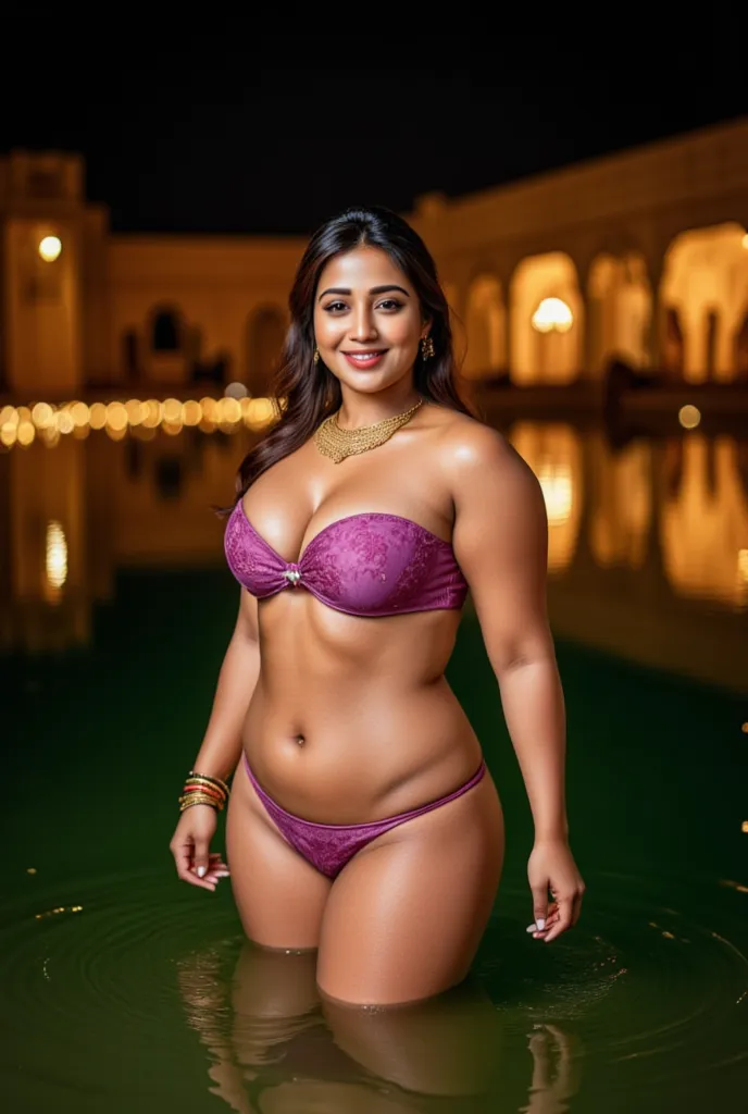 HD realistic photo , Old Woman, MILF, Mature indian BRIDE, Wet CURVY FIT PAWG MARRIED INDIAN BRIDE, full body picture , BBW Wet curvy, Desi Bhabhi showing her big ass in sexy Thong Bikini and stockings showing cleavage and in nose ring, many bangles in han...