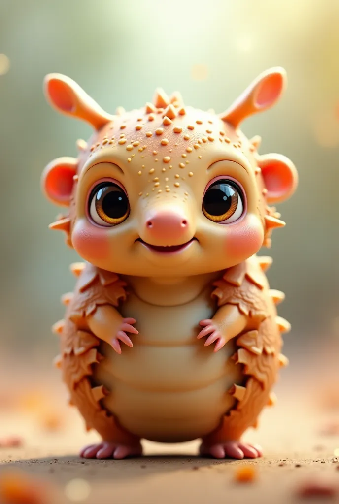 Armadillo boy's face with a cute body
