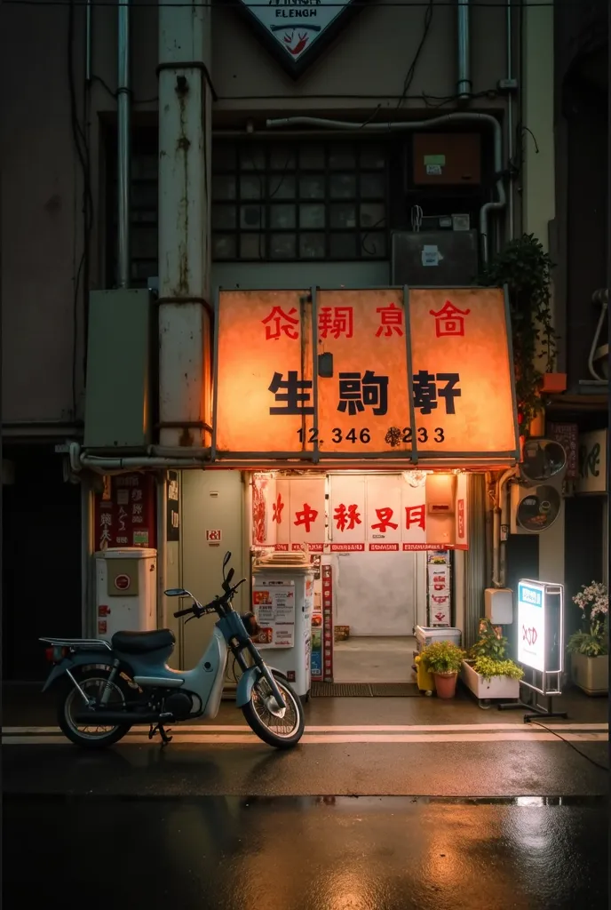 2 boys under the convenience store with orange neon lights, Let us see their faces, only the silhouettes 