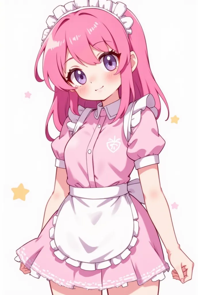 pink hair、Moe sleeve jersey-style maid。Life-size illustrations