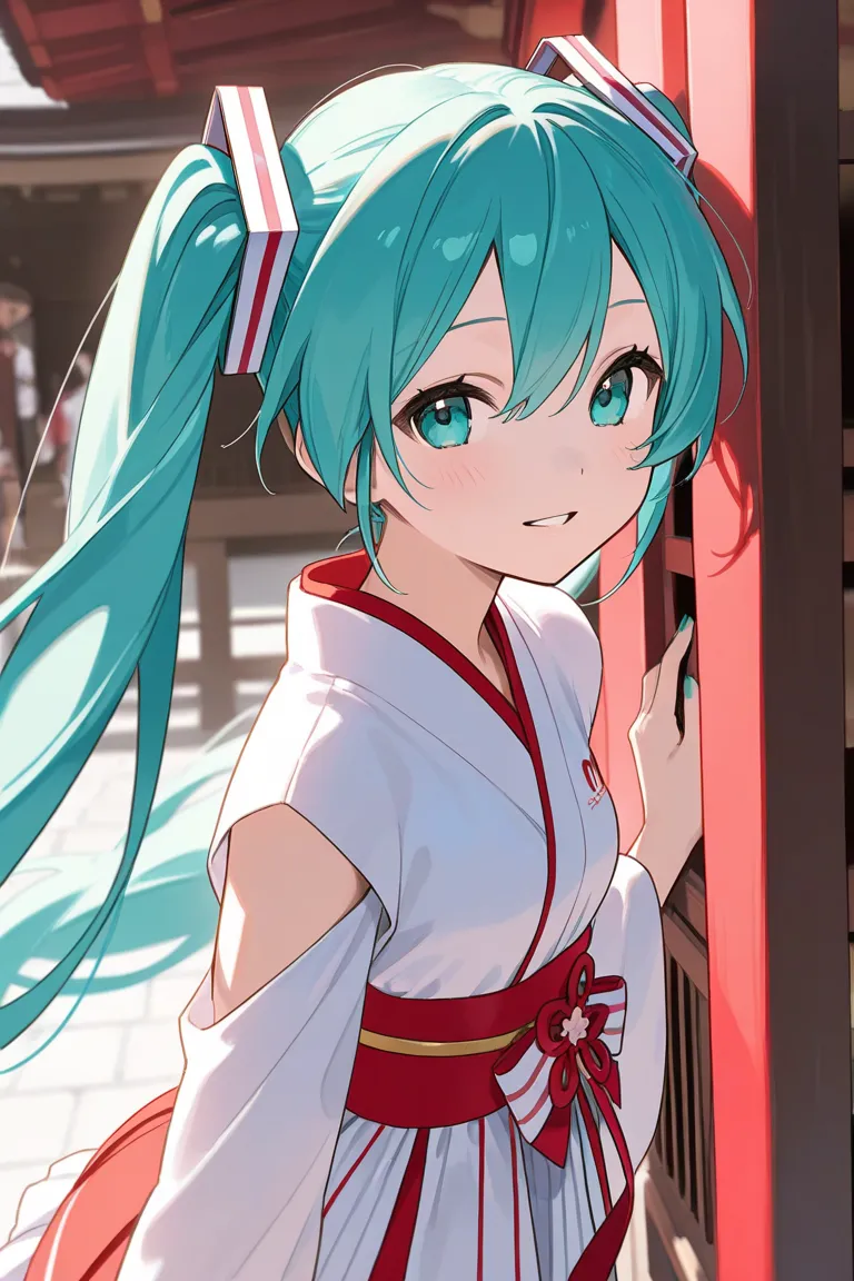 Hatsune Miku、 shrine maiden costume、Short length