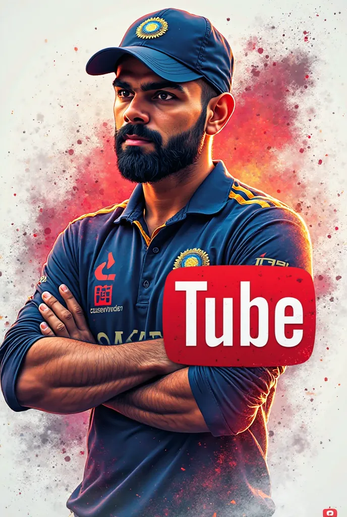 Make me a yt logo and virat koli in side of the text name Chiku editx