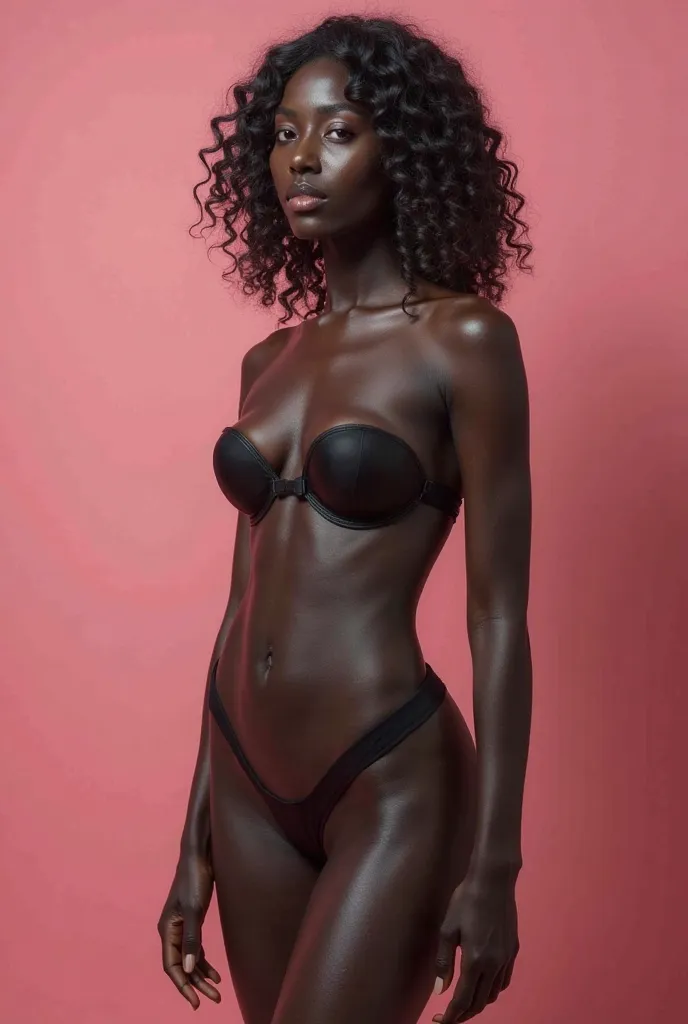 Create an image of a pink pussy of a black woman. Let it be hairless and shiny.