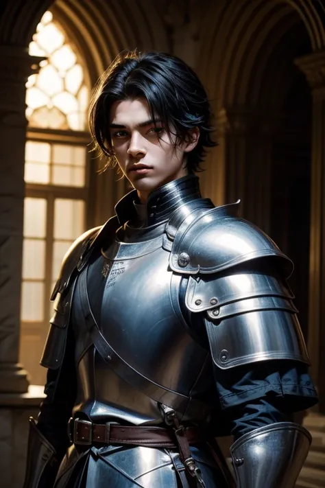 Man with black hair and blue eyes , knight, commoner, Gindo is the winner of the war at just 19 years old