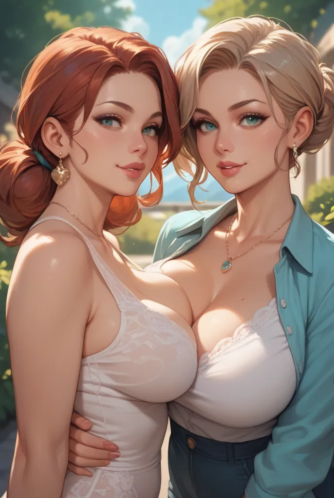 Mother and daughter with big breasts