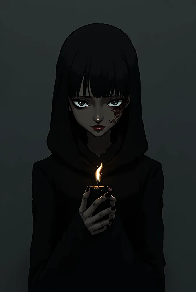 A broken black anime-type hope with a black extinguished candle 