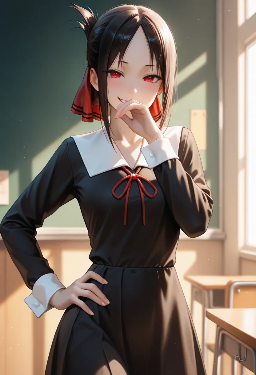 masterpiece, best quality, vibrant, very aesthetic, high contrast, photorealistic portrait,beautiful detailed face,detailed texture,detailed skin, newest, 1girl, Kaguya-sama wa Kokurasetai,source_ Kaguya-sama wa Kokurasetai,shinomiya kaguya,school uniform,...