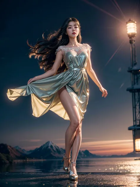 (1 dark-haired Japanese girl:1.2)，(Exposing High Heels， Perfect for the picture:1.6)， ( anatomical accuracy:1.5), (The figure is at the top of the mountain|On a snowy mountain|Across the sea|In the water|On the boat| Skyscraper Rooftop | from | in the wood...