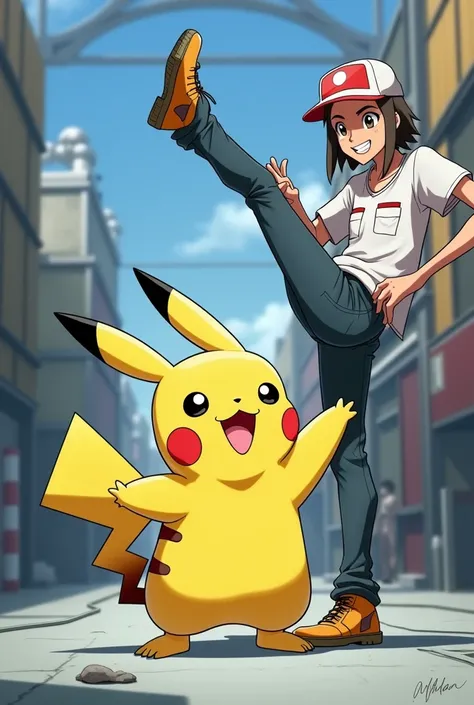 Pikachu points to the right to check　 I'm raising my left leg　Operational site