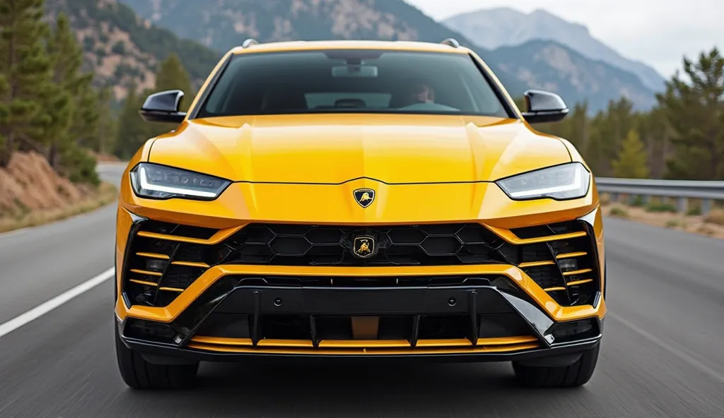 Lamborghini Urus in color yellow view front 