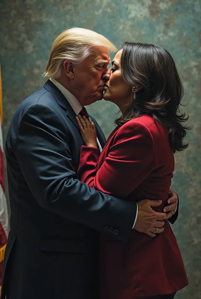 Donald Trump and Kamala Harris kissing