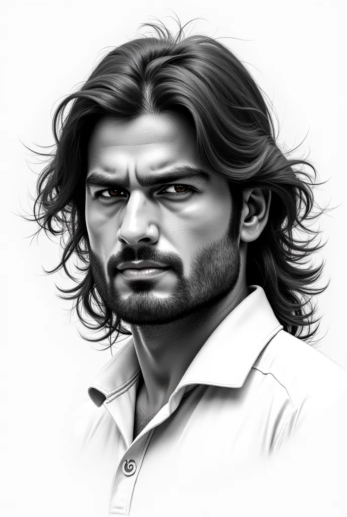 Ms dhoni long hair sketch