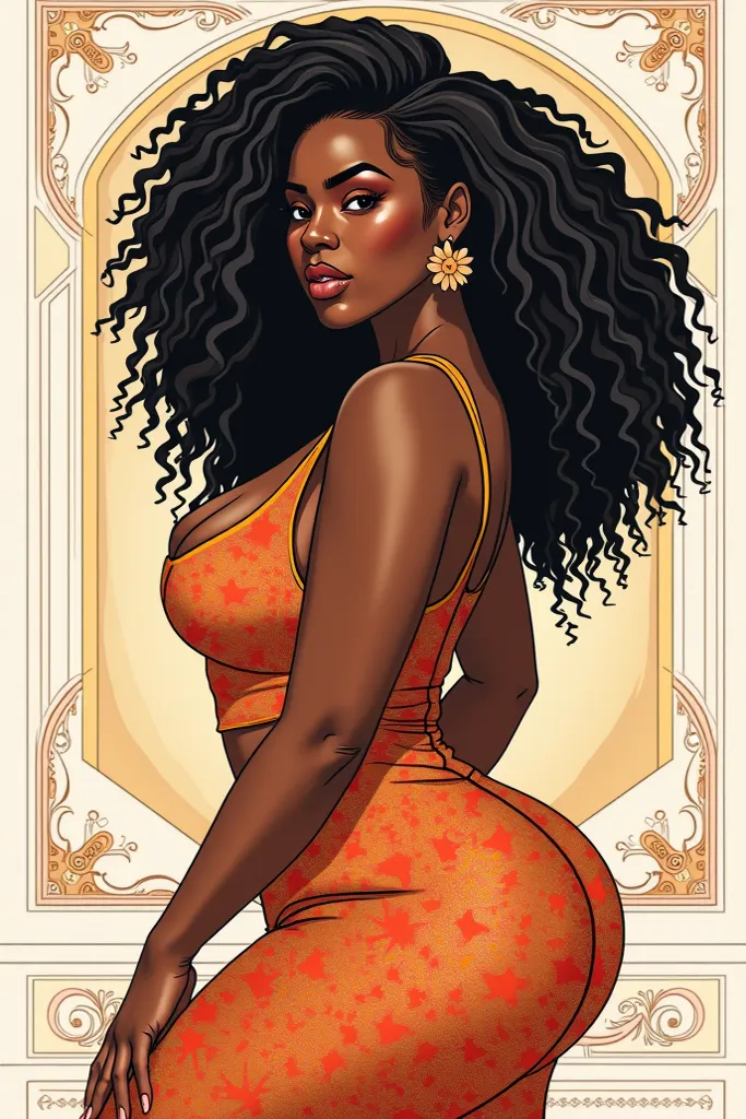 Plus size Black Women coloring book for adult, Fat Women coloring page, outline body, white skin, white body, beauties parfect face and body, full body, sexy elegant clothes, instead of fat