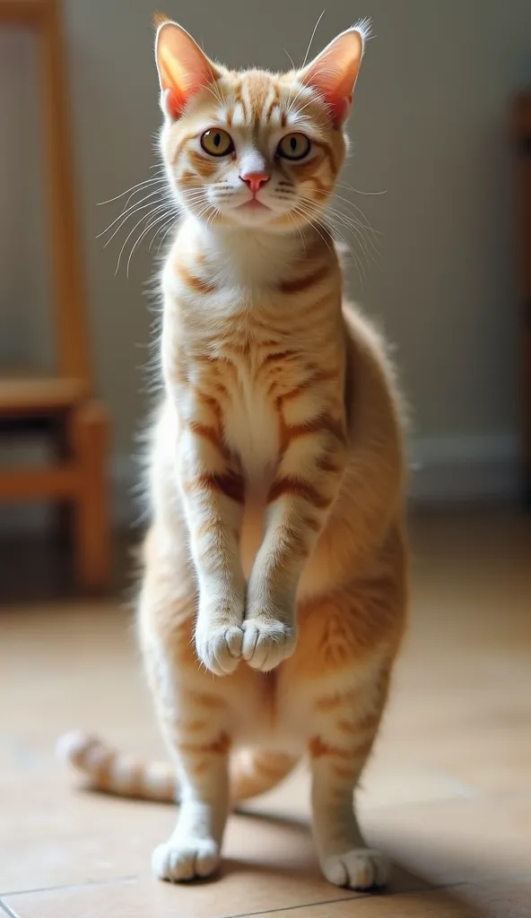 A cat that stands like a human on two legs, Japanese Cat