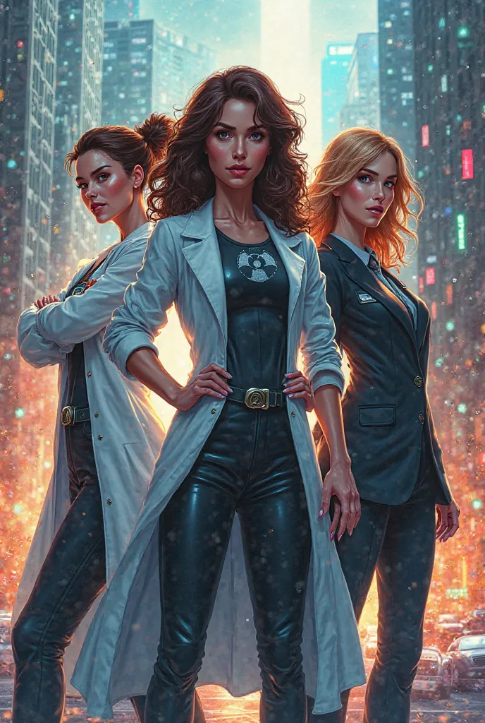 Create an image of 3 super women a Doctor , a Radiologist and a licensed