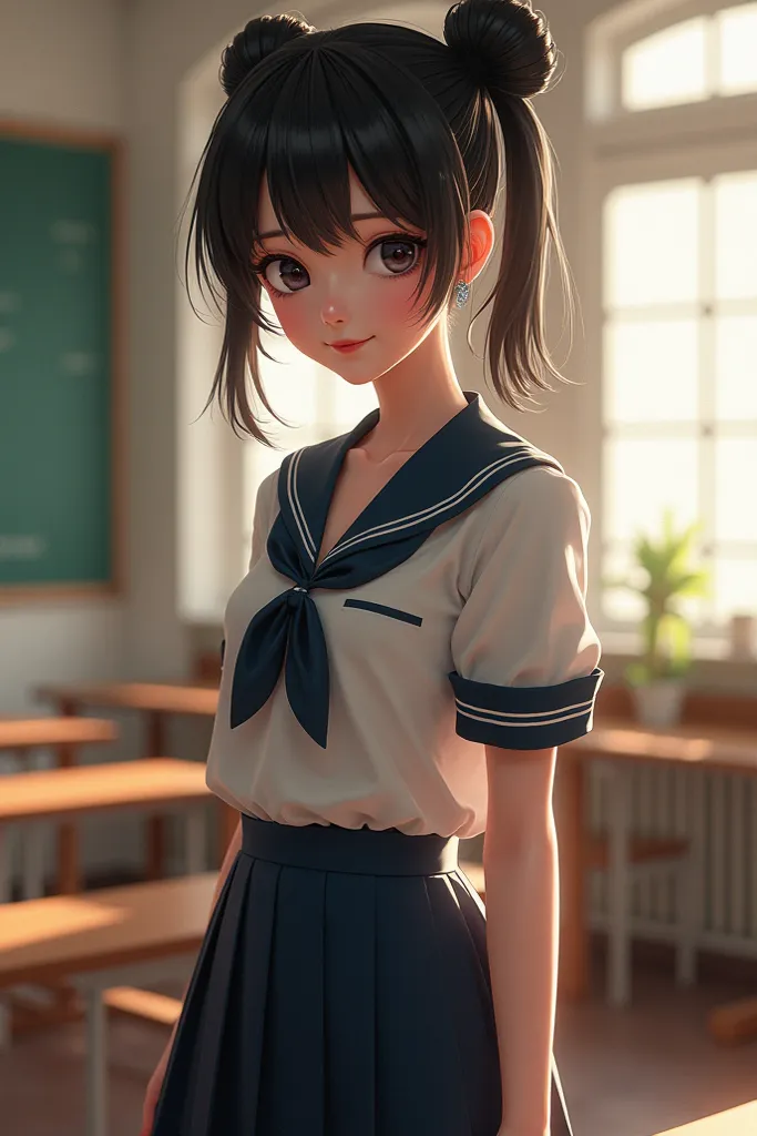 Create an image of a sexy girl in a school uniform