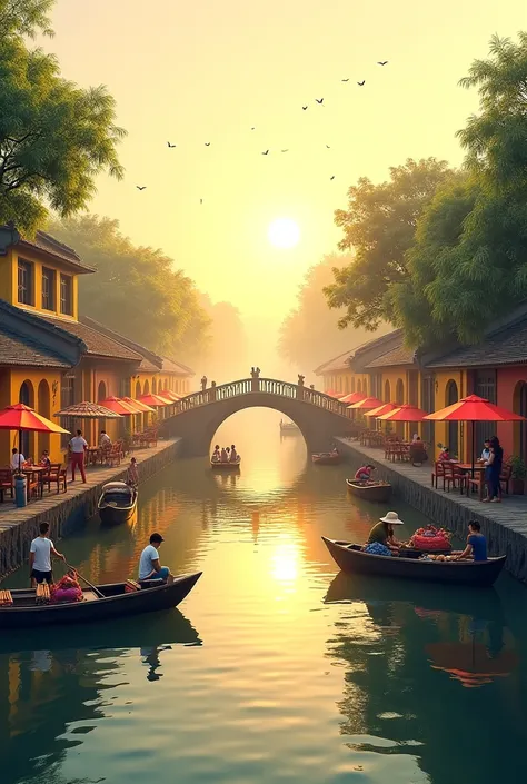 Create an image of Hoi An Ancient Town on a summer morning