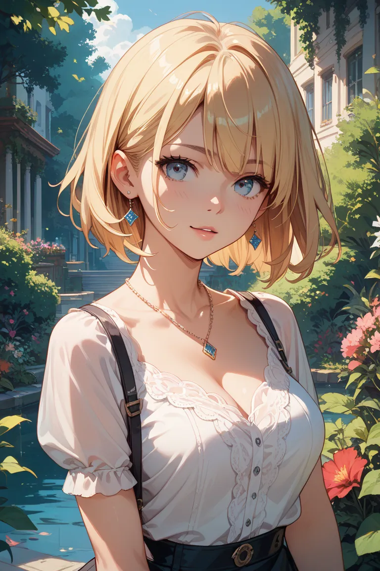 a female peasant,blonde bob hair,masterpiece,high quality,best quality,anime