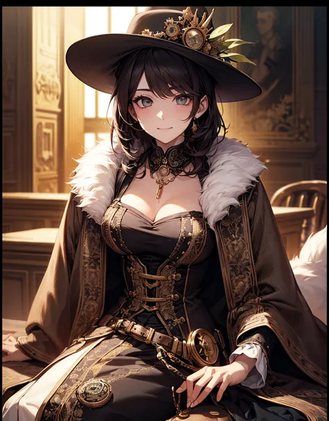 Brilliant Colors、Excellent lighting、 manga style 、Medieval Fantasy Style、digital art、portrait、Corgi dog (variety: 1.1)、(nationality: n/a)、(age: 1.2)、(Young Adults: 1.1)、silk hat (details: 1.2)、Steampunk Goggles (details: 1.2)、sunglasses (details: 1.2)、 col...