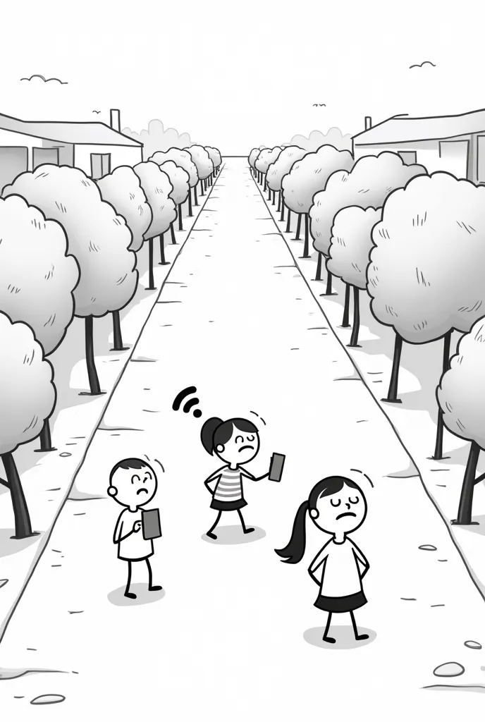 Students Struggle with Weak Internet Service at University Black and white cartoon landscape 